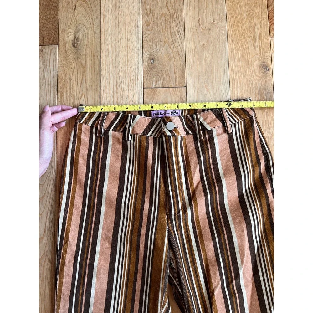 Dolls Kill x Bratz Striped Brown Corduroy Bootcut Pants High Rise Womens Size M - Picture 5 of 12